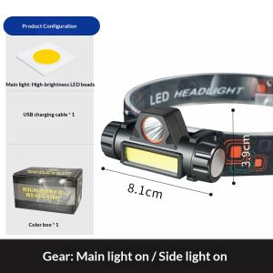 STAR FRUIT Đèn pha cao điện LED với có thể sạc qua USB không thấm nước có thể điều chỉnh chùm cho cắm trại ngoài trời câu cá ban đêm đi xe đạp và tìm kiếm