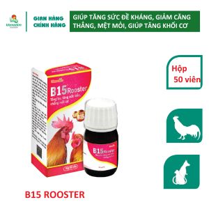 Vemedim B15 Rooster giúp tăng khối cơ giảm căng thẳng mệt mỏi tăng cường đề kháng cho gà đá chó mèo lọ 50 viên
