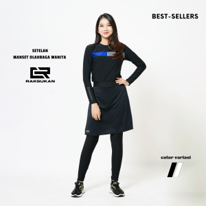 Setelan baju olahraga wanita Raksukan / kaos manset wanita olahraga / manset dan legging rok women