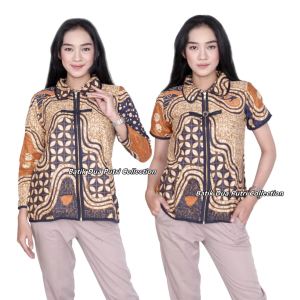 Atasan Batik Wanita Blouse Batik Resleting Depan Batik Dua Putri Collection = ZIPER EMAS