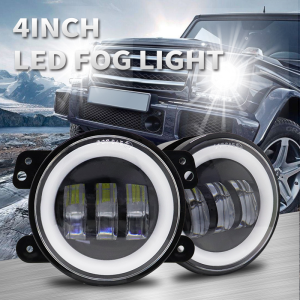 DHL 4inch Headlights LED Angel Eyes Fog Lights Lamps For Offroad Led Driving Light Work Lamp White Amber Car For Jeep