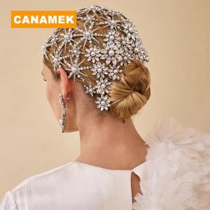 【CANAMEK】 Fashion Rhinestone Flower Hair Combs Clips Bridal Wedding Hair Accessories For Women Bride Hairpins