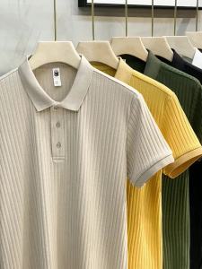 ชุดผู้ชาย เสื้อโปโลแขนสั้นสีพื้น ฤดูร้อน สินค้าใหม่ เสื้อยืดคอปกผ้าไหมน้ำแข็ง ให้ความรู้สึกพรีเมียมและมินิมอล