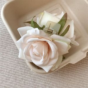 QIWANBA19 Peony Flower Flower Hair Claw Ponytail Clip Cloth Large Shark Clip Creative Headdress Rose Hair Clip Girl