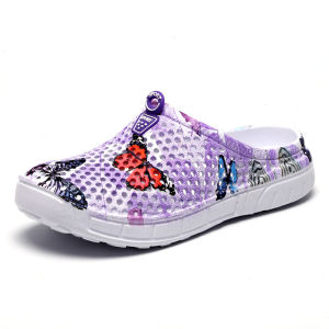 2025 Summer New Butterfly Print WomenS Breathable Anti-Odor Closed-Toe Sandals Thick-Soled Comfortable Casual Shoes