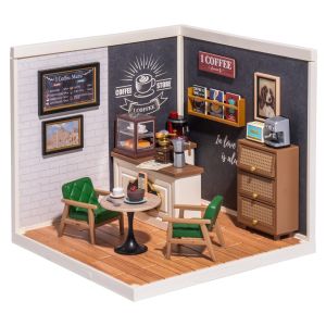 Robotime Rolife Super Creator Plastic Whole Set 1:24 Mini House 6 in 1 Six Grid DIY Miniature LED House Kit Roof and Dust Cover Accessories Decorative Toy -DW001B~006