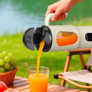 CHENJIE Large Capacity Portable Juice Maker Wireless Leak Proof Juicing Cup Multi-functional Digital Display Handheld Blender Bottle Travel