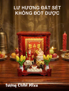 Mô hình bàn thờ Thần Tài Thổ Địa mini - Tượng cao 4.5cm