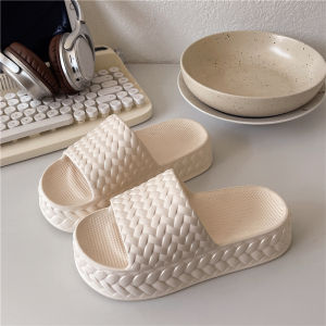 Free Shipping 809EVA Thick-Soled Slippers Suitable For Both Indoor And Outdoor Wear Featuring An Ins-Style Design With A Woven Mat Pattern