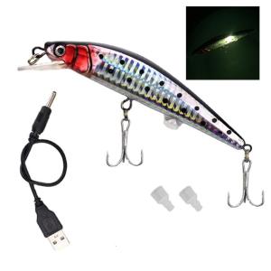 Có Thể Sạc Lại Mồi Câu Cá Điện Mồi câu cá mồi cá giả Điện Wobbler đèn LED câu cá Mồi Câu Cá Crankbaits