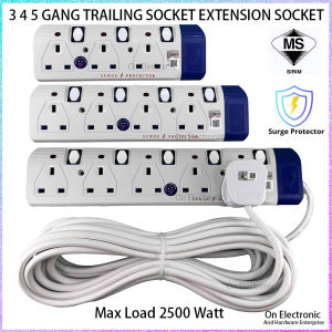 3 4 5 GANG TRAILING SOCKET EXTENSION SOCKET 3C 1.25MM Flexible Cable Pure Copper FOR malaysia SIRIM TS220