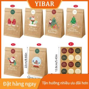 YIBAR 12Pcs Giáng Sinh Lịch Túi Quà Tặng Đếm Ngược Túi Giấy Cho Kỳ Nghỉ Đảng Gói Quà Tặng Giáng Sinh Đêm Trước Của Apple Bao Bì Túi