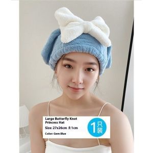 Mũ tắm san hô lông cừu thời trang nữ khăn lau tóc nơ khô nhanh