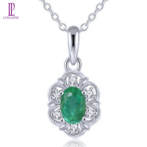 Lohaspie เครื่องประดับแหวนเงินสเตอริ่งแข็งแท้จี้925จี้มรกตธรรมชาติจี้มรกตอัญมณีจี้หินนำโชคประจำเดือนเกิดจี้มรกตธรรมชาติสำหรับผู้หญิงเครื่องประดับ925เงิน