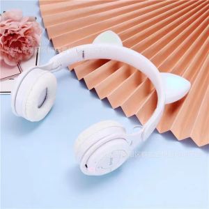 LS Bluetooth Headset Long Battery Life Y08 Cat Ear Headset Wireless Bluetooth 5.0 Headset Macaron Cassette RGB Light Headset Sports Bluetooth Headset Fitness Running Headset Universal Headset for All Mobile Phones