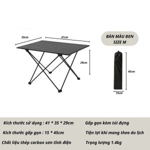 Bàn du lịch bàn camping dã ngoại ngoài trời gấp gọn nhẹ thép carbon sơn tĩnh điện chống rỉ sét