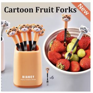 MM - Garpu Buah Stainless Motif Animal / Garpu Kue Dessert Buah / Tusukan Garpu Mini Animal Lucu Stainless Dekorasi Pesta