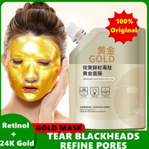 24K Gold Mask 100g Blackheads removed acne oil absorbent pore cleansing gentle Tear and pull mask