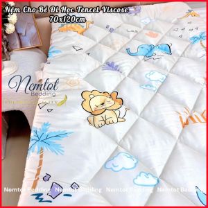🌳ÊM MỀM🌳 Nệm Cho Bé Đi Học Vải Lyocell Viscose Thoáng Mát Nệm Chần Bông Lông Vũ Cao Cấp Kèm Túi Đựng _ Nemtot Bedding