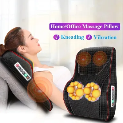【SG plug】Shiatsu Massage Pillow Car Home Cervical Neck Back Waist Body Massage Pillow Cushion Electric Heat Neck Massager Special offer
