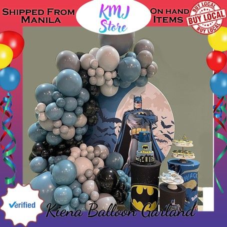 Kiena Balloon Dusty Blue Balloons Garland132Pcs Black and Slate