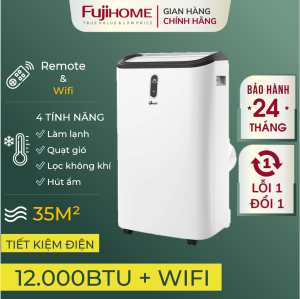 Máy lạnh đứng di động 12.000 BTU FUJIE cho phòng 30m2 Điều hòa di động cây mini làm lạnh đa năng hút ẩm lọc không khí có điều khiển từ xa