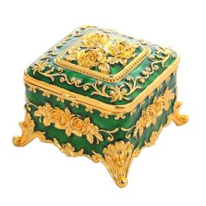 Decorative Vintage Metal Storage Box Enamel Craftsmanship Antique Finish Organizers for Collections