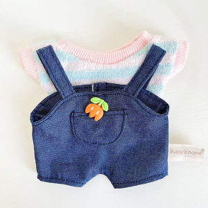 20Cm baby clothes coni rabbit strap set carrot denim strap two-piece set cotton doll clothes cute