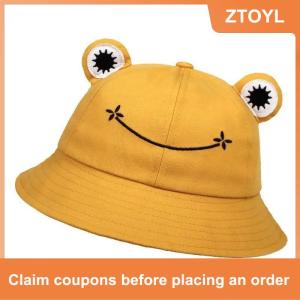 【ZTOYL】 Frog Bucket Hat For Women Cute Summer Sun Protection Wide Brim Fisherman Cap Outdoor Beach Travel Accessory