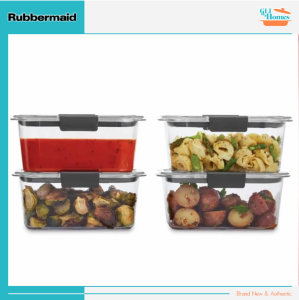 Rubbermaid Brilliance Original/Authentic 8PC (4pcs 4.7cup container and 4pcs lids) Plastic Container with Lids Made in USA 2053292