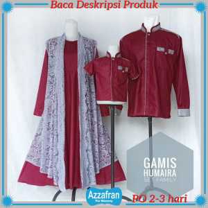 Gamis Humaira Couple Maroon | Baju Brokat Anak Perempuan & Dewasa Seragam Lebaran Brukat Terbaru