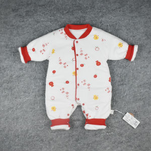 25 Autumn Winter Baby Quilted Jumpsuit Stand Collar Cuffed Snap Button Infant Base Layer Crawling Suit 73-90 Code