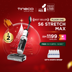 【BESTSELLER】Tineco Floor One S6 Stretch Max 22kPa Smart Layflat Floor Washer Wet Dry Vacuum Cleaner | 85°C Hot-Air Self Clean