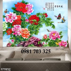 Gạch tranh 3D hoa mẫu đơn