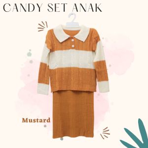 Baju Anak Anak Perempuan candy satu set rok  satu/ Baju Anak Perempuan / Setelan Sweater Rajut Anak