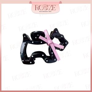 Jepitan Rambut Lucu Model Anjing Jedai Polkadot Aesthetic Puppy Ribbon Cute Hair Claw Fashion Style