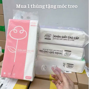 [Thùng 4 Gói] Giấy Ăn Rút Treo Tường ORGANIC Khăn Giấy Ăn Lau Đa Năng 4 Lớp Siêu Tiết Kiệm Thùng/4 Bịch Tặng Móc Treo