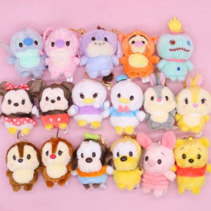 Kawaii Disney Series Mickey Minnie Donald Duck Plush Doll 10cm Pendant Messenger Bag Pendant Keychain Girl Heart Christmas Gifts