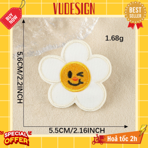 Sticker Dán Vải Sticker Ủi Thêu Quần Áo Balo Câu Chữ Slogan Tiếng Anh Today HappyLife GoodLuck Hoa Cúc Daisy Vudesign