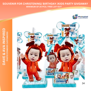 Dave and Ava Character Souvenir Customized Personalized Photo standee for Christening Dedication Birthday Baptism Wedding Debut Token of appreciation kids Party Giveaway for ninang and ninong
