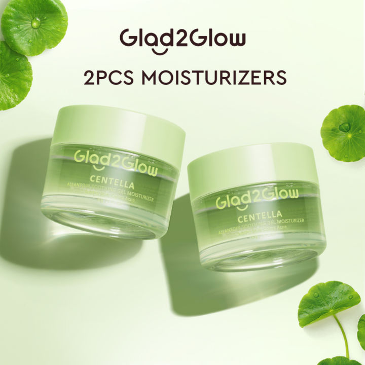 Glad2Glow 2PCS Centella Allantoin Soothing Moisturizer Gel Repair Skin Barrier 30g / 55g Oil-Control Hydrating Moisturizer Cream - Pelembab Wajah Memperbaiki Skin Barrier dan Primer Menghidrasi Kulit Wajah