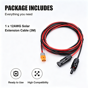 MC4 to XT60i Female Extension Cable 10FT 12AWG Solar Connector Charge Adapter for Solar Panel RV Ecoflow Portable Power Station Generator