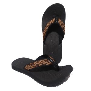 Outdoor slippers SANTH091 brown jaguar design strap with black slipsole (Available Sizes 5 6 7 8 9 10 11 12)