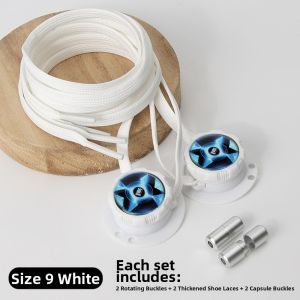 MARINI 1 Pair Rotating Buttons No-Tie Shoelaces No-Tie Wide Flat Design Quick-Adjust Laces Fashion Casual Flat Laces Men Women