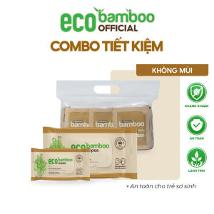 [COMBO TIẾT KIỆM] Khăn Ướt EcoBamboo Vải Sợi Tre Sinh Thái Kháng Khuẩn Gói 80 Tờ 20 Tờ & Túi 50 Gói