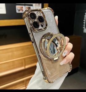 เคสโทรศัพท์ กันกระแทกมุม สำหรับรุ่น IP XS XS 11 13 14 15 16 17 PRO AIR  PROMAX   เคส หรูหรา กากเพชร 2in1 ซิลิโคนนิ่ม มีกระจก แต่งหน้า  ตั้งได้ กันกล้อง ไล่โทนสีสวย