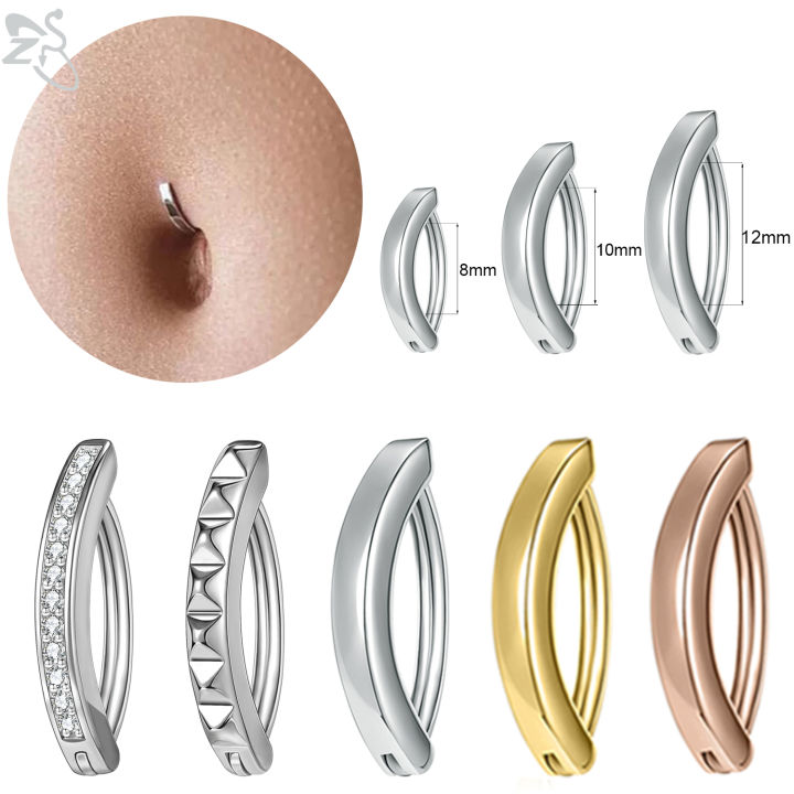 ZS PC 8/10/12mm 925 Silver Belly Button Piercings Crystal Navel
