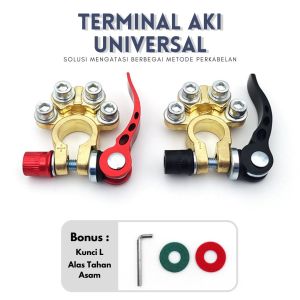 Klem Konektor Kepala Aki Mobil Universal Tahan Karat Warna-Warni Bonus Kunci & Alas