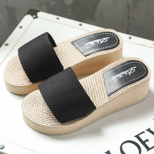 Free Shipping New Summer Style Imitation Straw Woven WomenS Sandals For Travel Outdoor Wear High-Heeled Beach Fashion Wedge Sandals