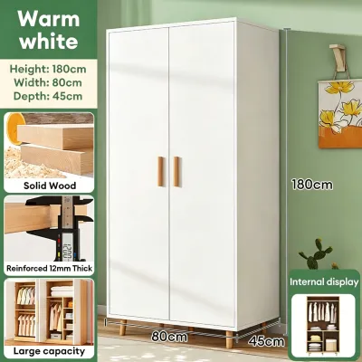 GOLD Solid Wood Wardrobe 2 Door Wood Cabinet Multipurpose Wardrobe Almari baju 2 pintu 实木衣柜
